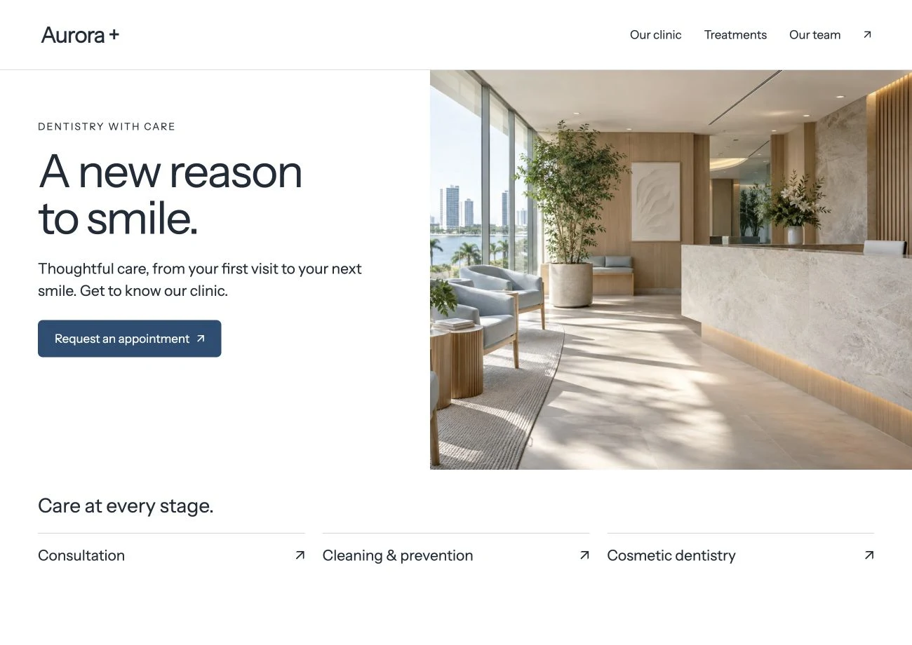 A website introducing the clinic, treatments and a clear path to request an appointment.