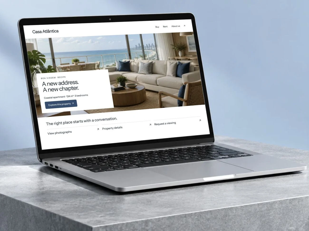 Illustrative real-estate website with property information and an enquiry destination.